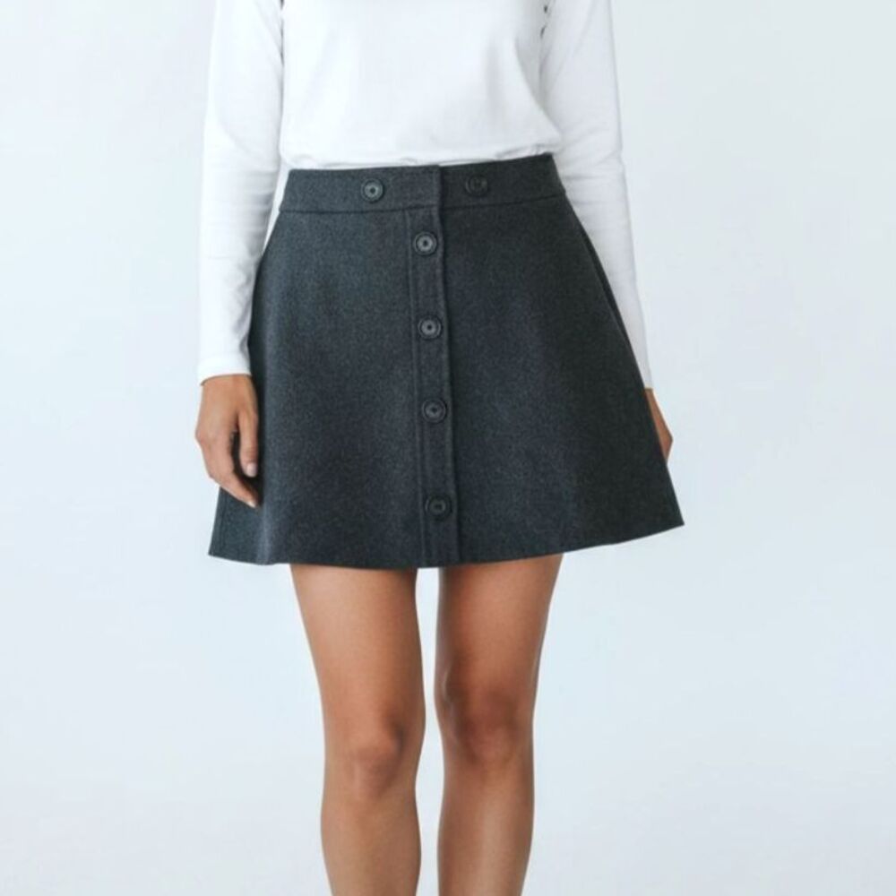 Vintage 2006 Gap Wool Blend Button Front Mini Skirt Gray Size 6